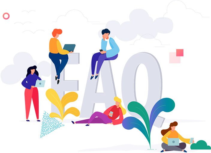 A group of people sitting on top of letters.