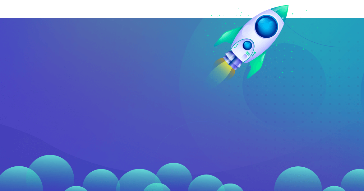 A rocket ship flying over the ocean.