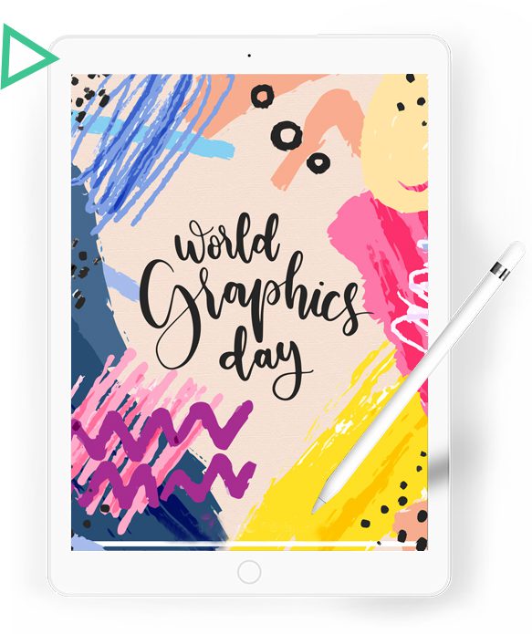 A tablet with the words world graphics day written on it.