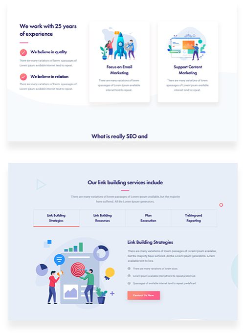 A website page with two different color schemes.