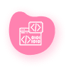 A pink heart with a computer screen and some code