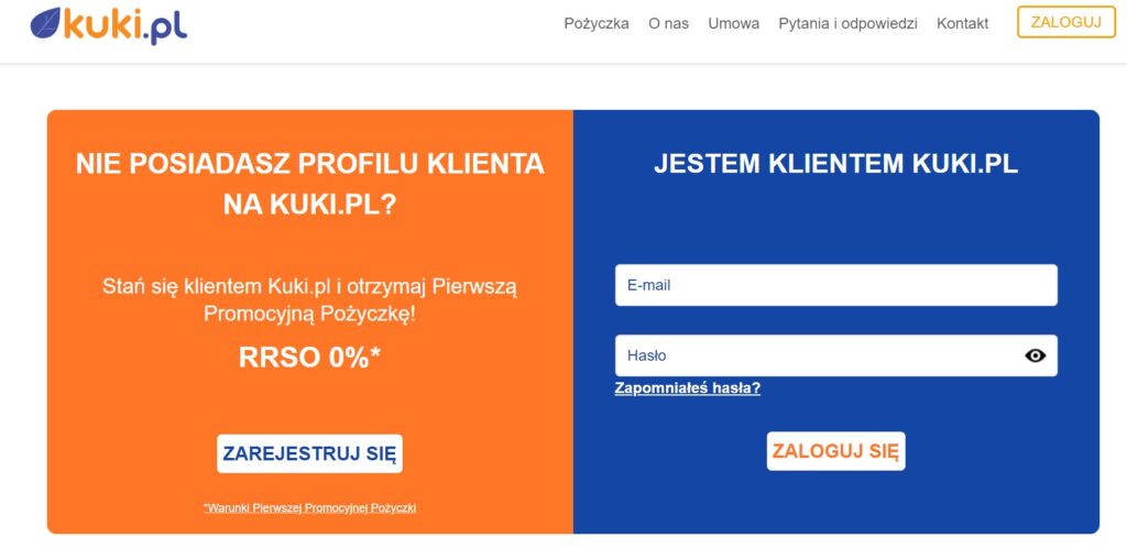 Website login and registration interface.