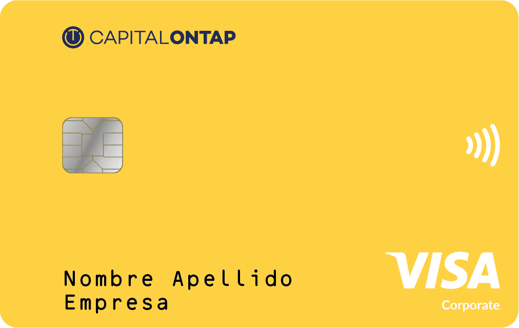 Capital OnTap corporate Visa card, yellow background.